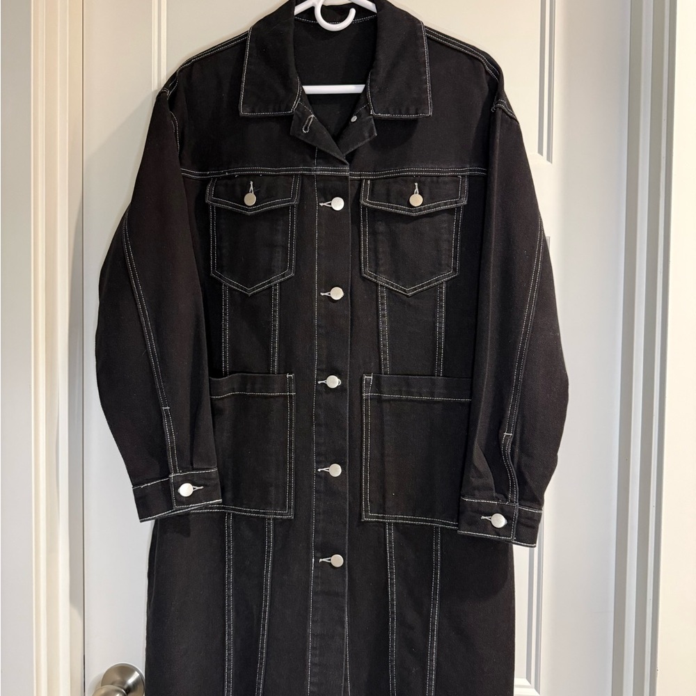 SHEIN Black Denim Coat